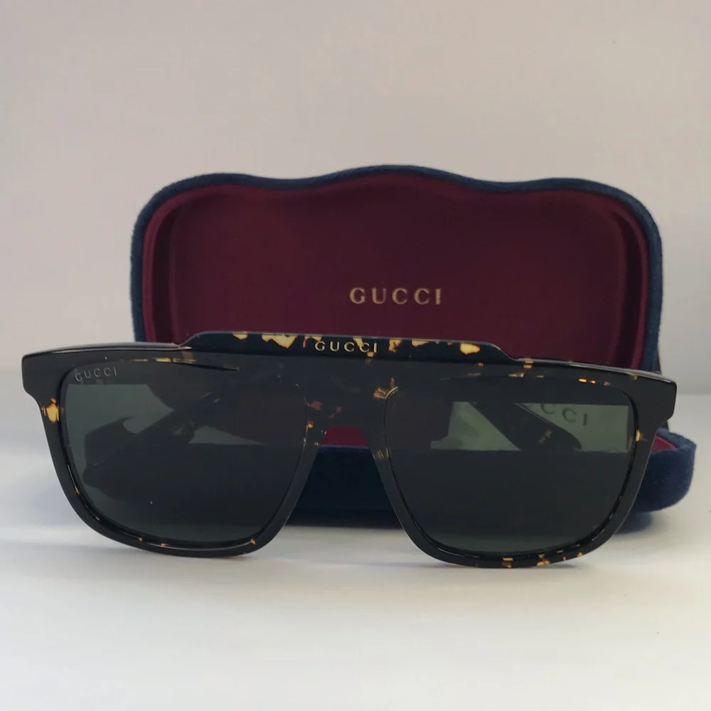 New - Authentic GUCCI GG1039S 002 sunglass dark havana frame green light mirror